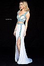 Beaded Pattern Two Piece Long Prom Dresses Sherri Hill 51754 Ivory/Multi 2018