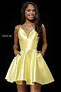 Sherri Hill 2018 Spaghetti Straps 52379 Short Mikado Prom Dresses Yellow [Sherri Hill 52379 Yellow] - $180.00