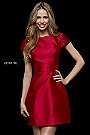 Sherri Hill 2018 Cap Sleeves 52182 A-Line Short Mikado Cocktail Dresses Red [Sherri Hill Red 52182] - $180.00