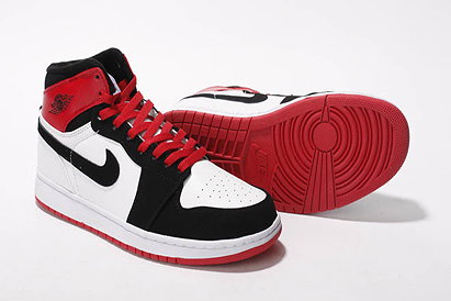 Men Air Jordan Shoes Retro 1 Black Red with Suede