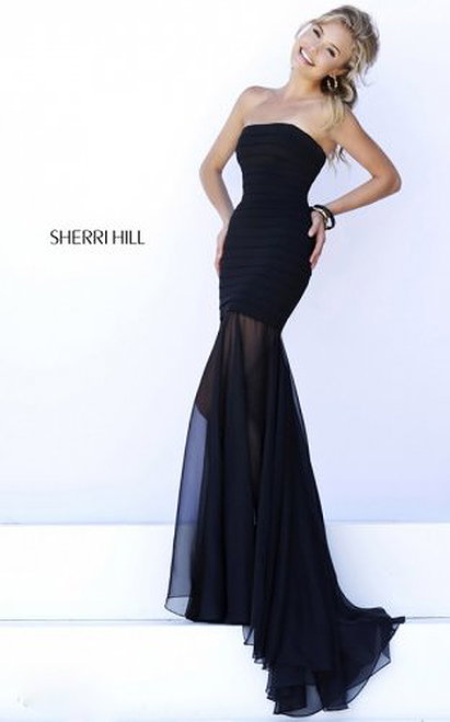 Black Bandage Chiffon Prom Dress Sherri Hill 32167 Sexy