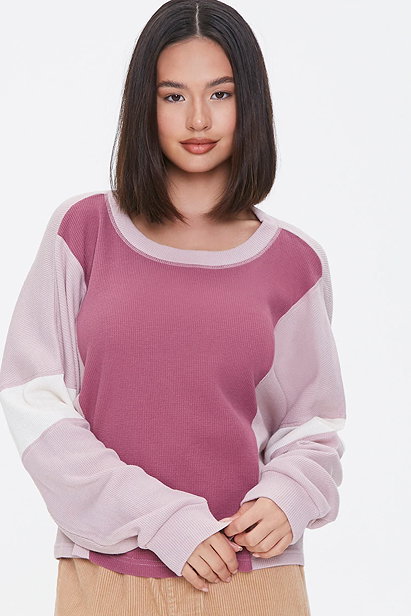 Colorblock Waffle Knit Top