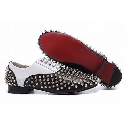 Christian Louboutin Fred Spikes Mens Flat Shoes White Black