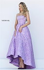 2017 Lilac Floral A-line Strapless Hi-Low Prom Gown By Sherri Hill 50436