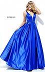Royal Long Beaded Sherri Hill 50496 Plunged V-back Evening Dress 2017