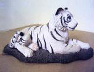 Tiger Figurine - Tiger Lying in Grass, Med. (Living Stone)