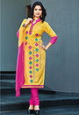 Yellow Color Poly Cotton Designer Salwar Kameez