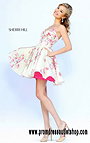 Sherri Hill 32246 Strapless Pink Print Floral Homecoming Dress Short