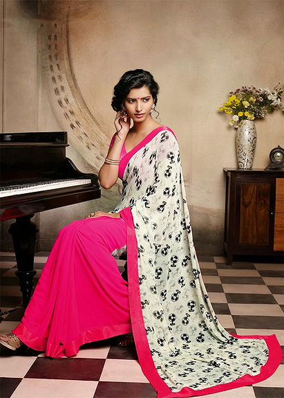 Pink Color Georgette Designer Saree