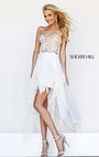 Sherri Hill 1920 Sweetheart Strapless White Hi-Low Beaded Cocktail Dress