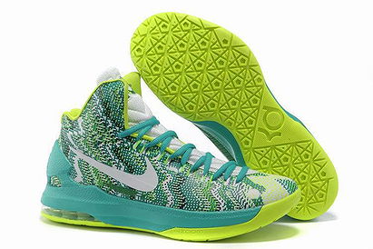 Nike Zoom KD V Christmas Graphic New Green Volt-White Basketball Shoes For Ladies