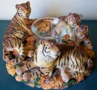 TTiger Figurine Candle Holder Tiger Family Ring