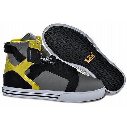New Supra Skytop High Tops Grey Black Yellow Men Shoes