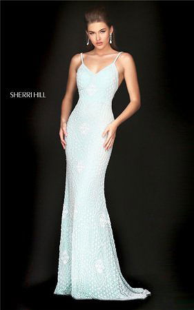 2017 Two Piece Halter Floral Print Slim Prom Gown By Sherri Hill 50387
