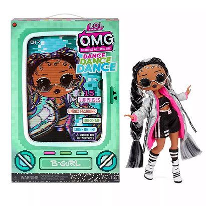 L.O.L. Surprise! OMG Dance Dance Dance B-Gurl Fashion Doll with 15 Surprises Including Magic Blacklight Shoes