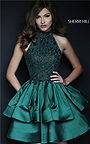 Tiered Ruffled Sherri Hill 32338 Beaded Mini Emerald Homecoming Dresses 2015