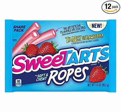 SweeTARTS Tangy Strawberry Ropes Soft & Chewy Candy, 3.5 Ounce (Pack of 12)