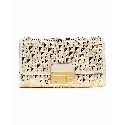 Ecru Michael Kors Gia Studded Clutch