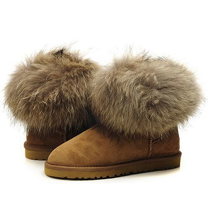 Chestnut 5854 UGG Australia Classic Mini Fox Fur Womens Boots