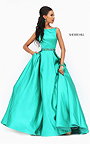 Beaded 2017 High Neck Emerald Cutout Evening Gown By Sherri Hill 50502