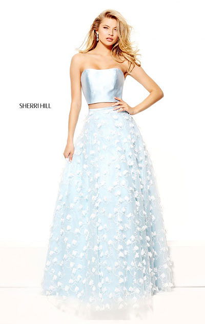 2017 Light Blue Sherri Hill 50901 Floral Appliques Prom Dress Style 2 Piece [Light Blue Sherri Hill 50901] - $218.00 : 2017 Gorgeous Prom Dresses Cheap - Outlet With Custom Made