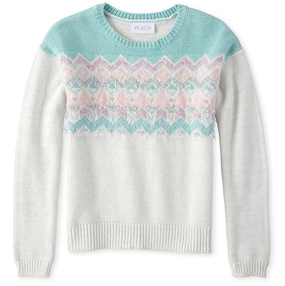 The Children's Place Girls Fair Isle Eyelash Matching Sweater
