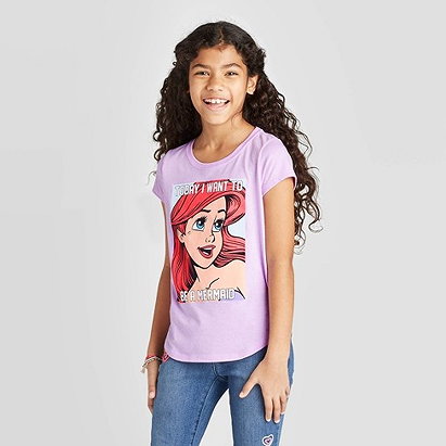 Girls' Disney Princess Short Sleeve Graphic T-Shirt - Purple L Plus