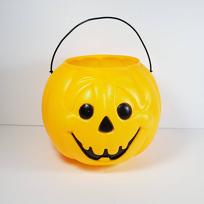 Vintage Halloween Pumpkin Trick or Treat Bucket Plastic Blow Mold Candy Pail Halloween Decor General Foam Plastics