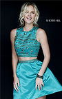 Two Piece Mini Beaded 2015 Emerald Homecoming Dress By Sherri Hill 32269