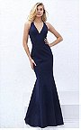 Sherri Hill Prom 50644 V-Neck Navy Beaded Cutout Fitted Long Dress 2017