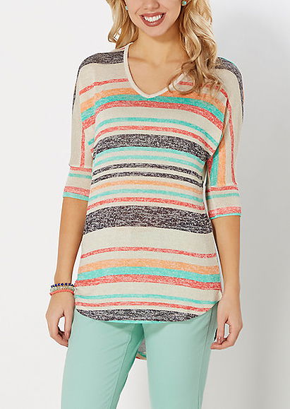 Cream Mixed Striped Dolman Top