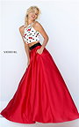 2-Piece Floral Print Long Prom 2016 Dress By Ivory/Red Sherri Hill 50217