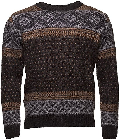ICEWEAR PETUR Men's Crewneck Sweater Nordic Knit Design 100% Icelandic Wool Without Zip Sweater | White - XL