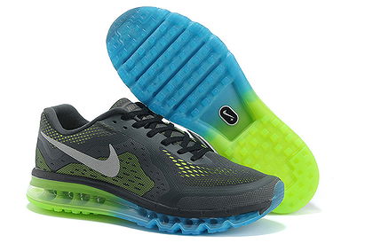 Nike Mens Air Max 2014 (Running Shoe) Charcoal Blue Green Silver