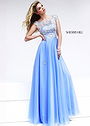 Beaded Blue Sherri Hill 32017 Sparkling Illusion Chiffon Prom Dress 2015