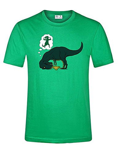 HSX Tees T Rex Wishful Thinking I Want Long Arms Dinosaur Funny Pictures Tee Shirts(M,Green)