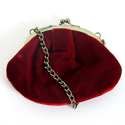 1950s Red Velvet Purse Small Vintage Purse Change Purse or