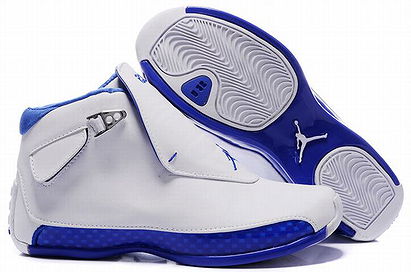 Women White and Blue Air Jordan 18 Basketball Shoes