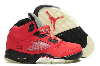 Deadstock of Jordan 5 Varsity Red /Black - Grey Basketball Shoes -Raging Bulls For Kids