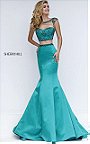 Cheap Emerald Beaded Two Piece Mermaid Prom Dress by Sherri Hill 32364