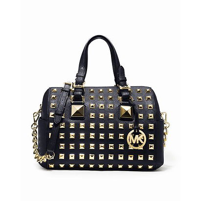 Navy MICHAEL Michael Kors Medium Grayson Studded Satchel