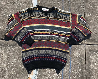 VTG Obermeyer Mens Wool Sweater Medium Aztec Pattern Knit 90s Winte