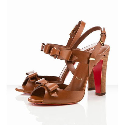 Red Bottom Christian Louboutin Double Noeud 100mm Sandals Leather Cognac