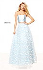 3D Floral Appliqued Strapless Light Blue 2 Piece Long Dress By Sherri Hill 50901