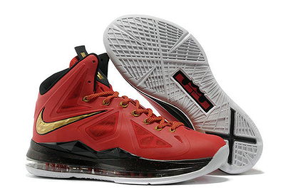 Nike Zoom Lebron James 10(X) P.S Red/Gold-Black Men Size Sneakers