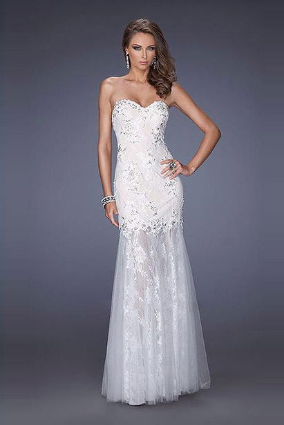 Rich Sweetheart Long Sheath Lace Prom Gowns