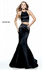 2017 Black Floral Halter Two-Piece Mermaid Gown By Sherri Hill 50811