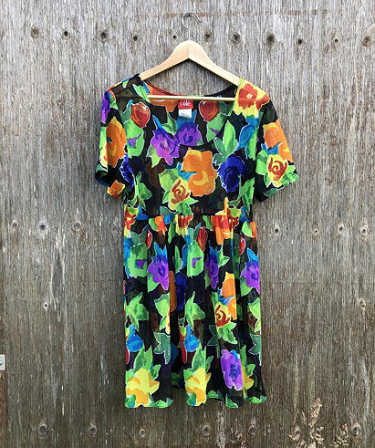 1990s Floral Mesh Baby Doll Dress-size M/L