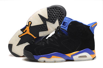 Jordan 6 Suede-Men's Nike Shoes (Black/Royal Blue/Orange) 