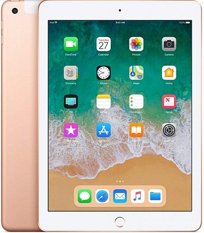 Apple iPad with WiFi, 128GB, Gold (2018 Model) (Renewed)